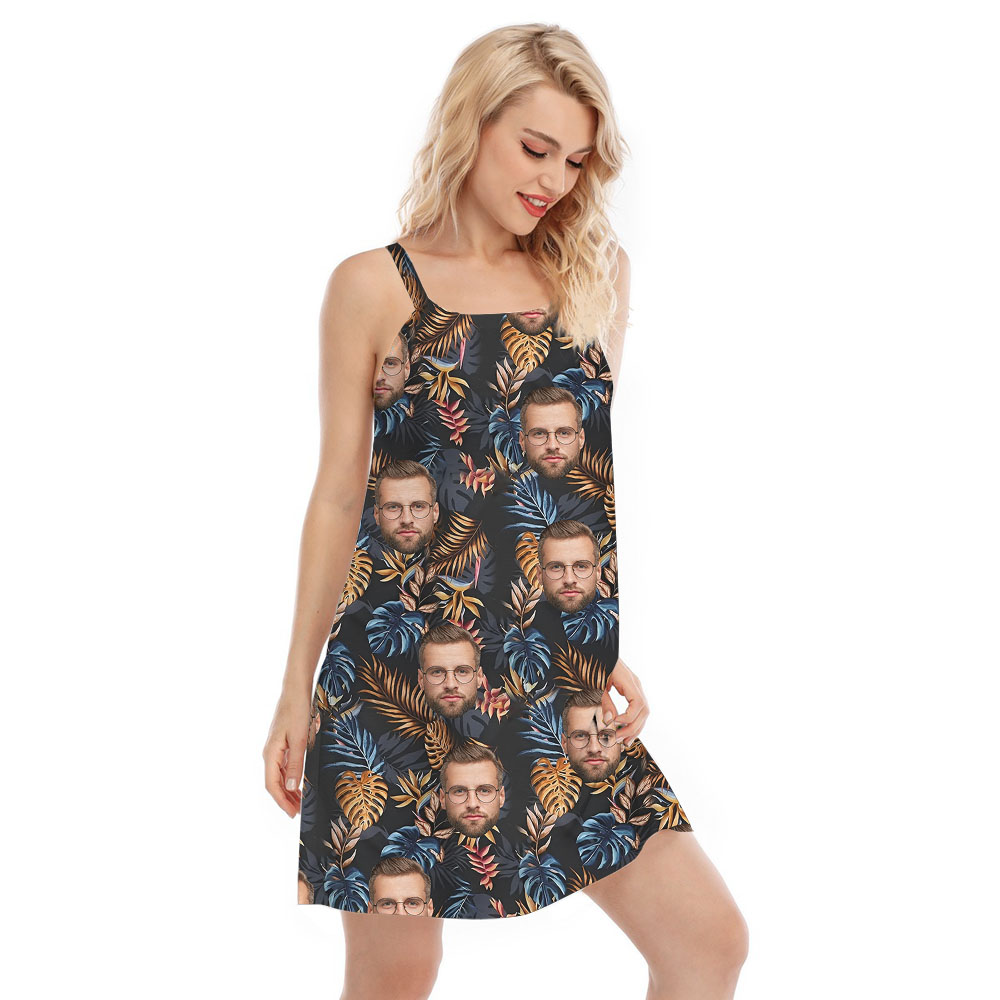 Cool Faces On Tropical Print Women's Cami Dress