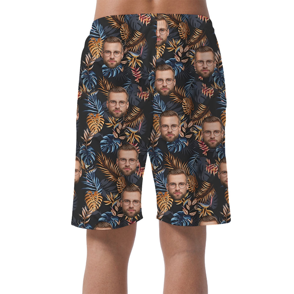 Tropical Leaves Men's Beach Shorts Printed 1-4 Faces