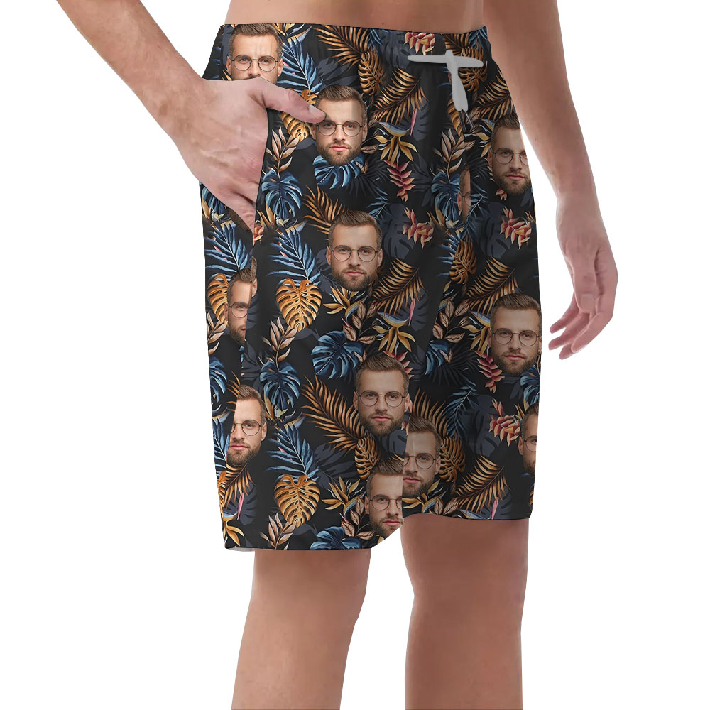 Tropical Leaves Men's Beach Shorts Printed 1-4 Faces