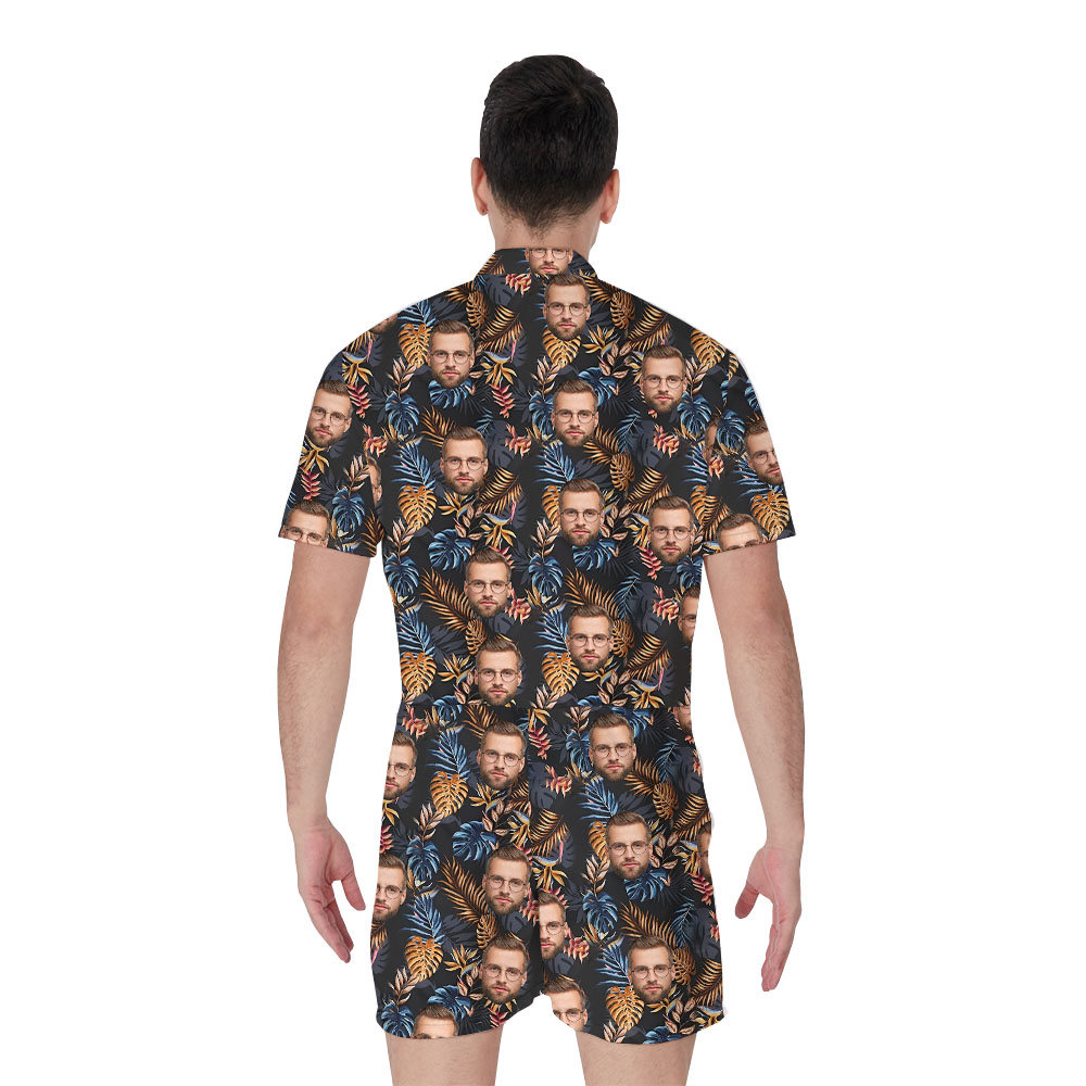 1-4 Faces Printed Tropical Romper For Men
