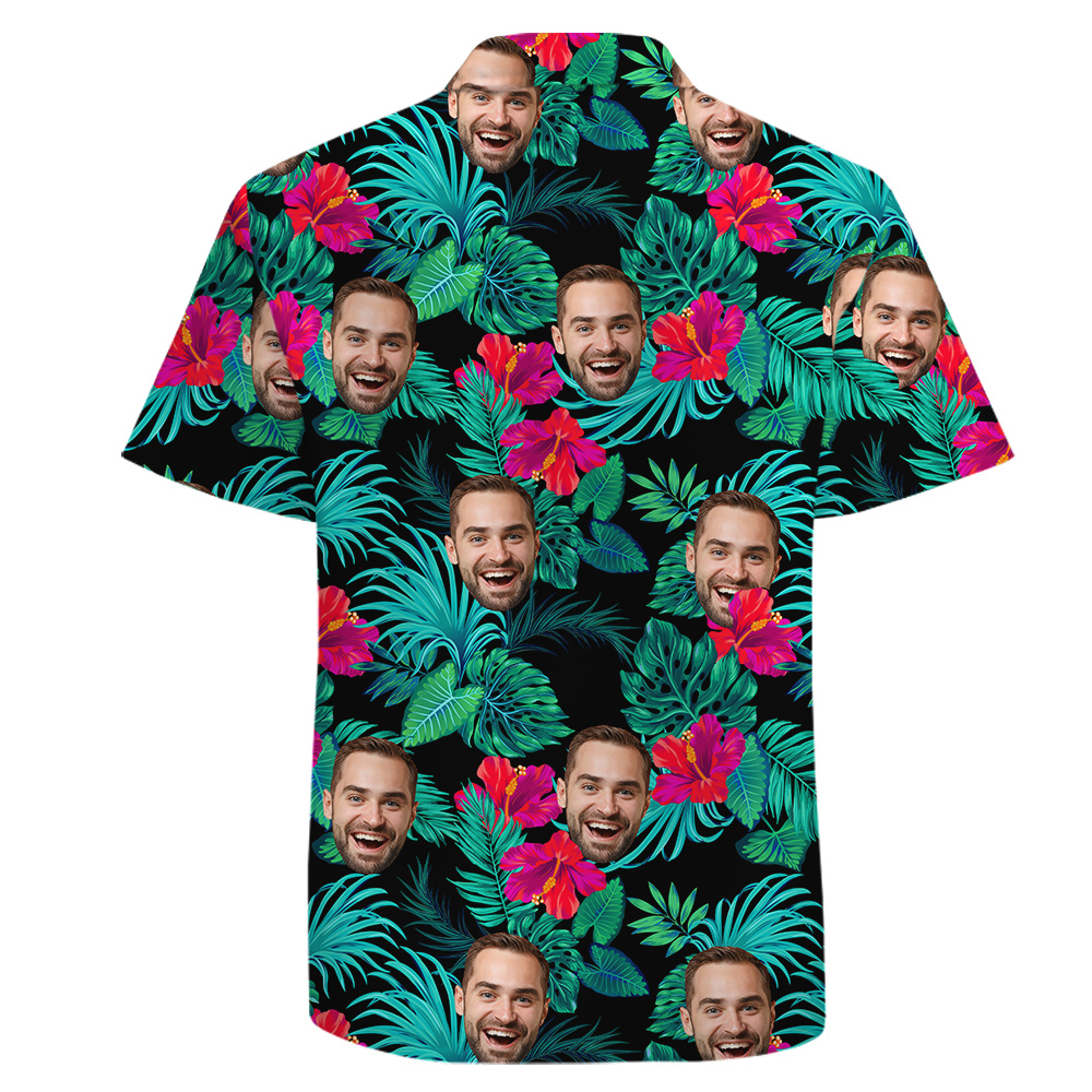 Custom Cotton Hawaiian Shirt on Green Tropical Forest Theme