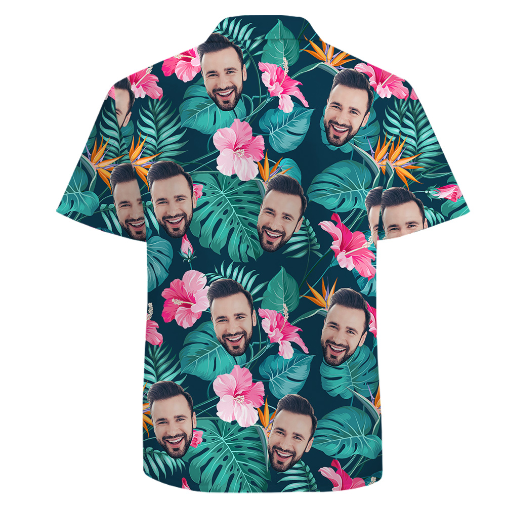 Custom 1-4 Faces Cotton Hawaiian Shirt with Tropical Forest Theme