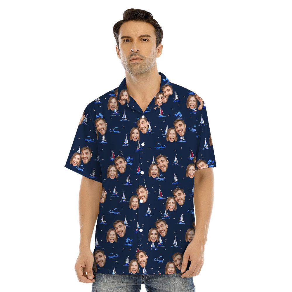 Custom Family Faces Matching Hawaiian Outfit With Ship Print