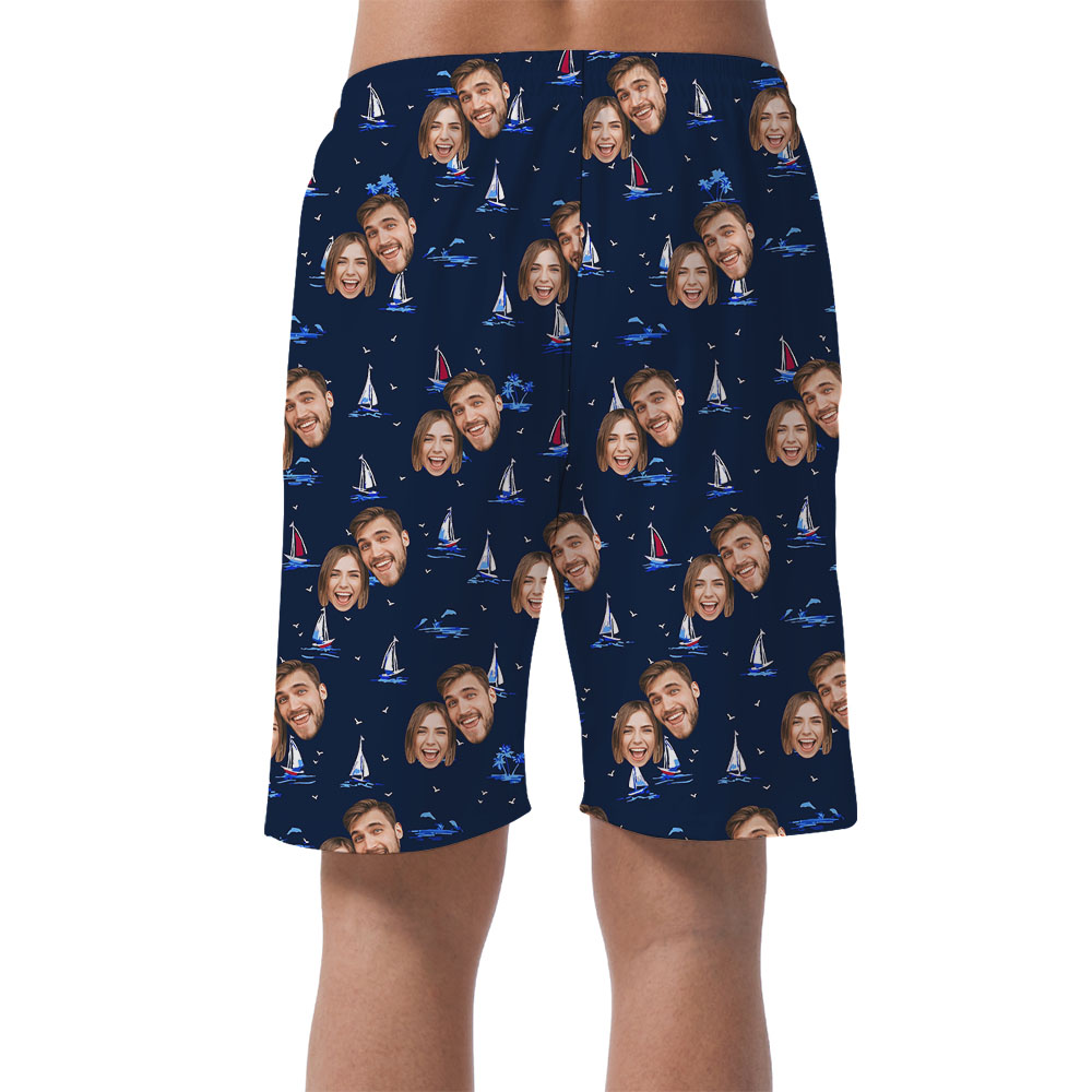 Custom Photo Men's Shorts With Ship Print