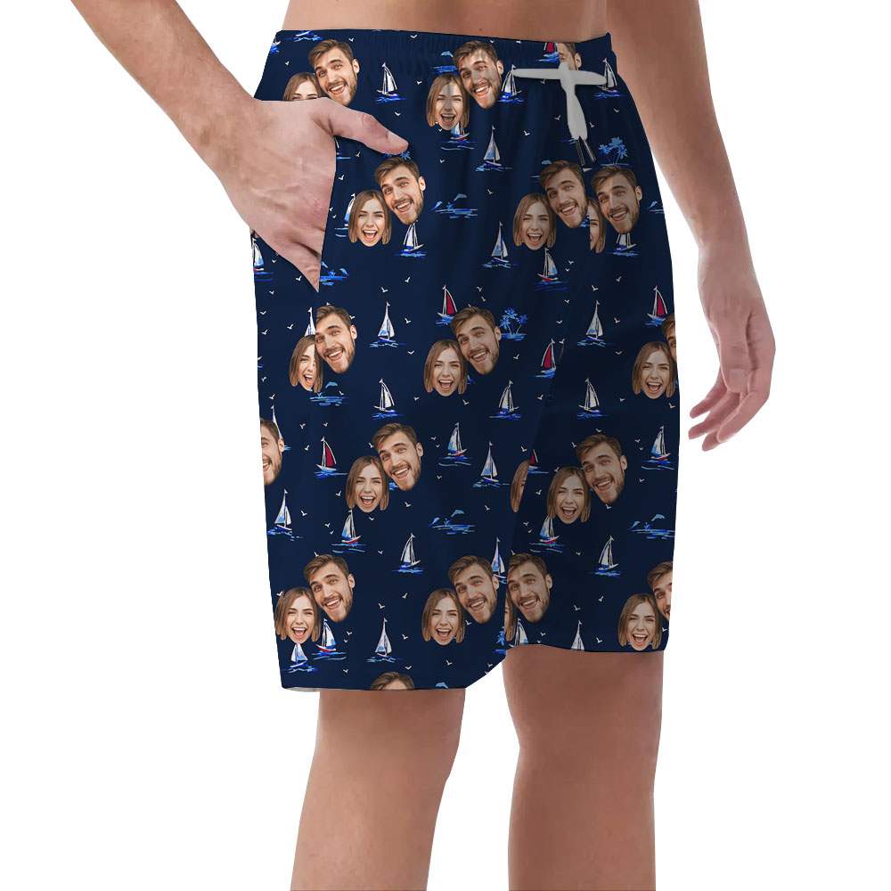 Custom Photo Men's Shorts With Ship Print