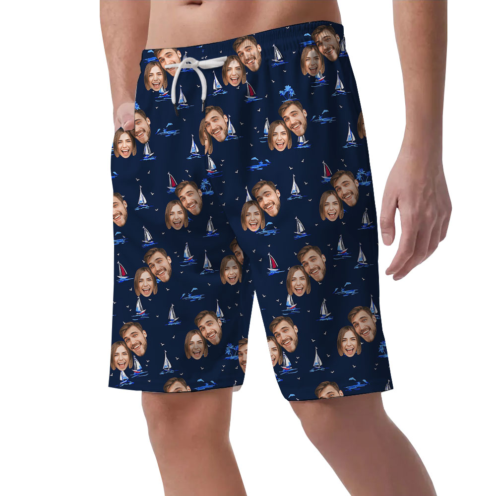 Custom Photo Men's Shorts With Ship Print