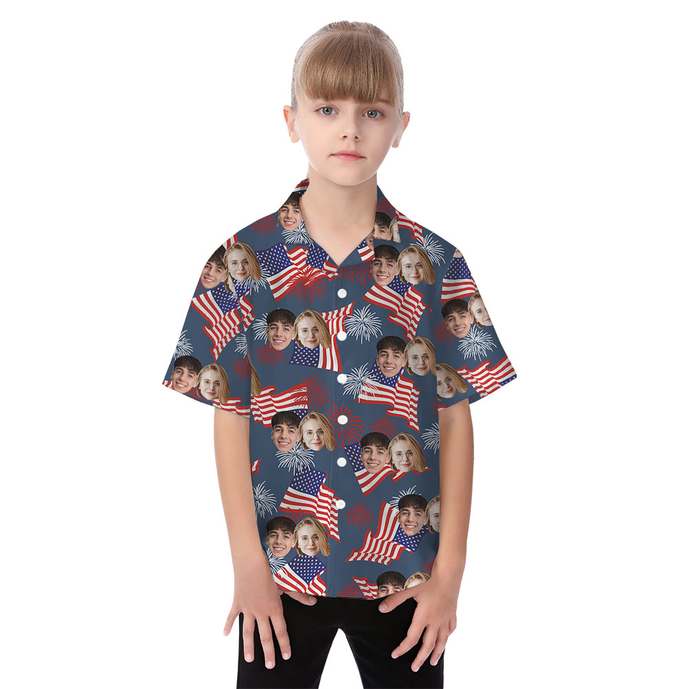 4th Of July Matching Family Hawaiian Outfits With 1-4 Faces