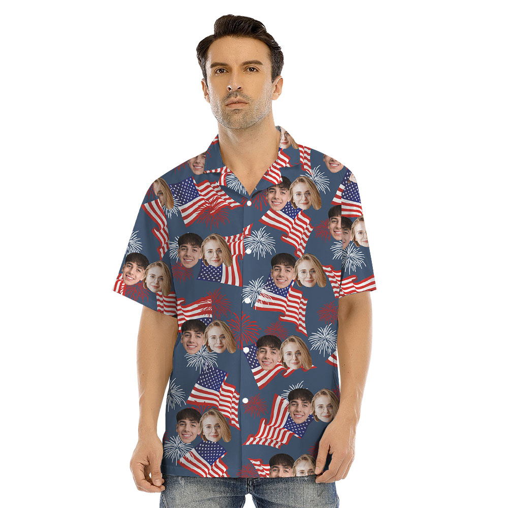 4th Of July Matching Family Hawaiian Outfits With 1-4 Faces