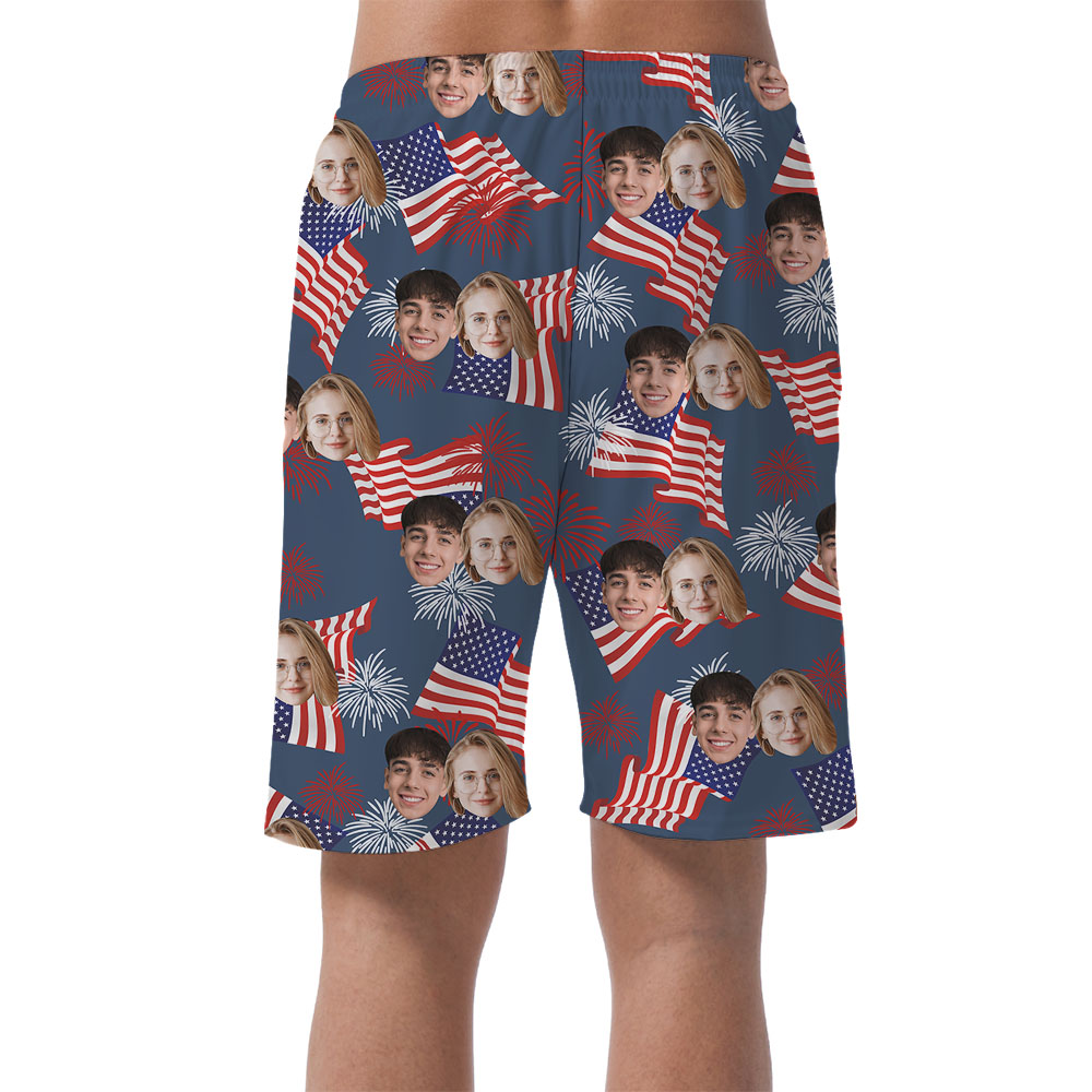American Flag Men's Casual Shorts With 1-4 Faces