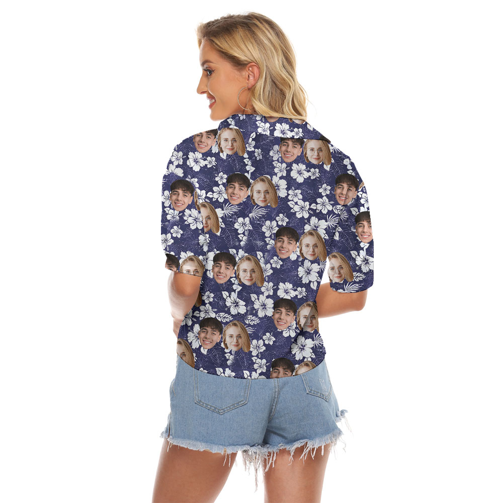 Custom Picture Print Matching Women's Crop Top Navy