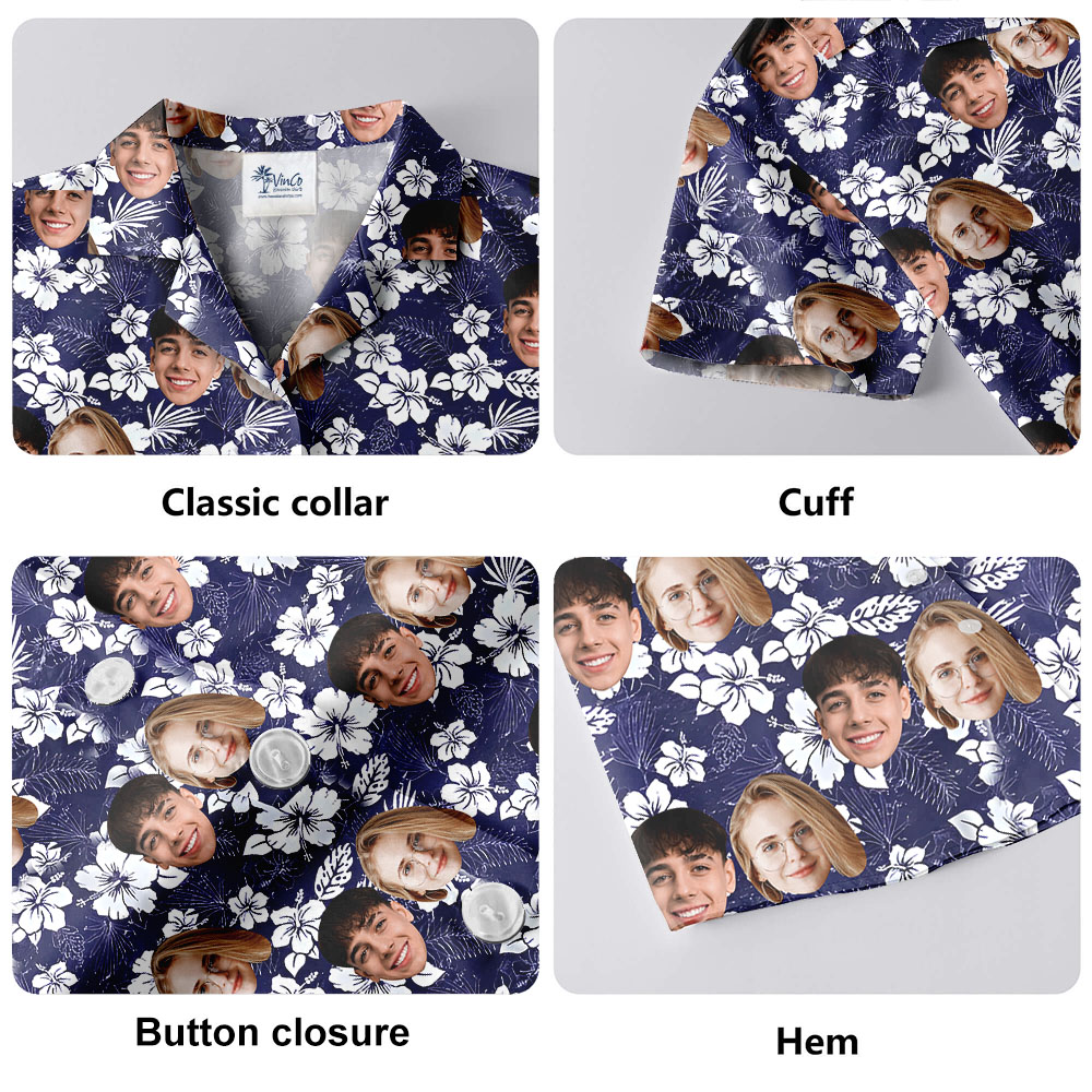 Hilarious Floral Hawaiian Shirts With Custom 1-4 Faces