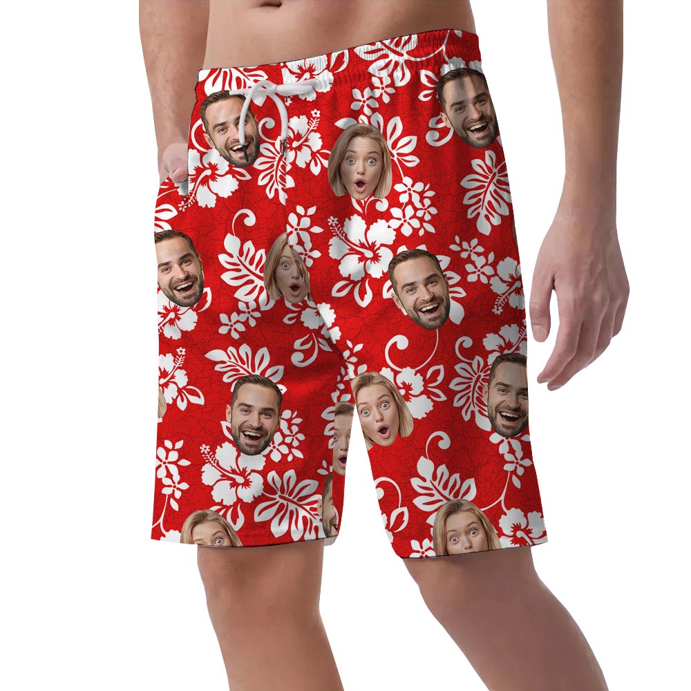 Custom Men's Matching Summer Red Shorts With Team Logo
