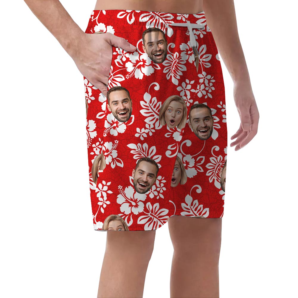 Custom Men's Matching Summer Red Shorts With Team Logo