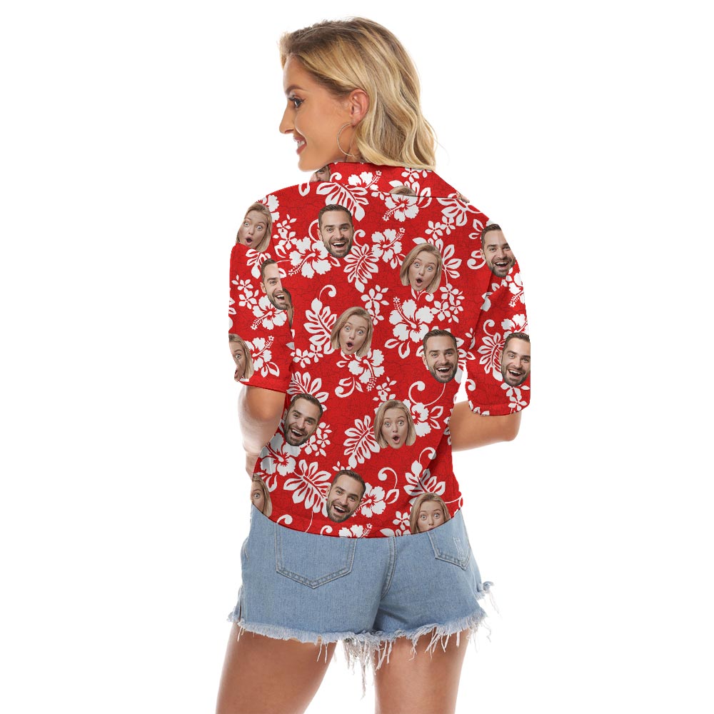 Women's Red Tropical Crop Top With Custom Logo