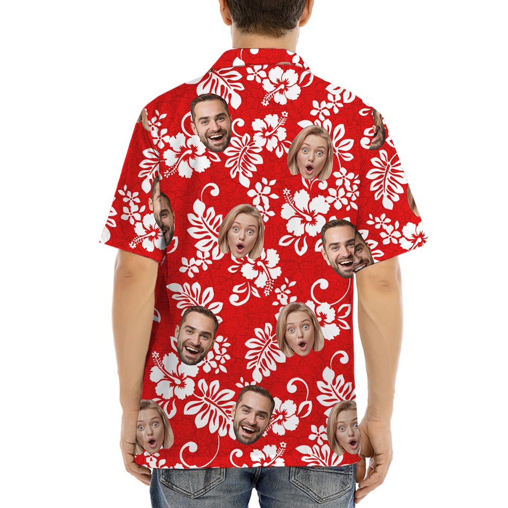 Personalized Men's Red Aloha Shirt With Logo