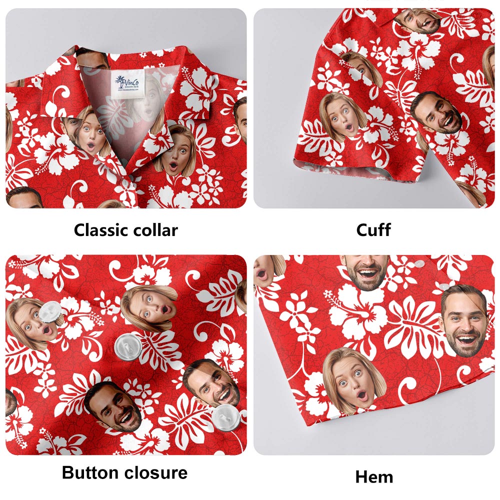 Personalized Men's Red Aloha Shirt With Logo
