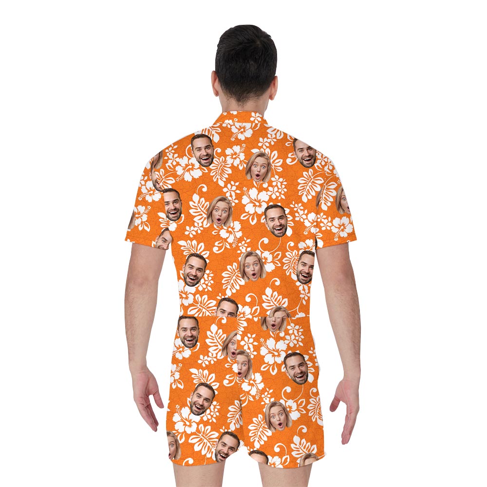 Orange Personalized Male Romper With Custom Logo