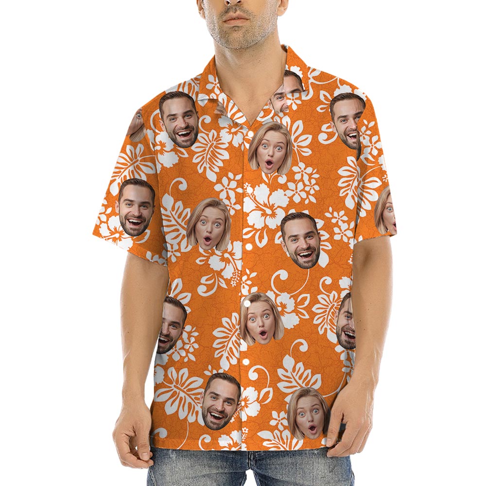 Bulk Order Company Logo Orange Tropical Shirts For Men - variant image 1