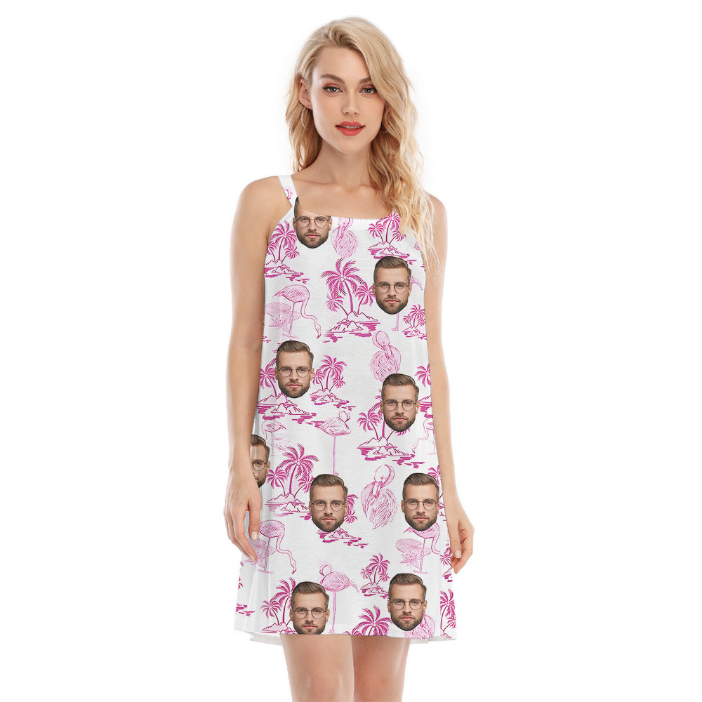 Personalized Flamingo And Beach Cami Dress With Faces - variant image 1