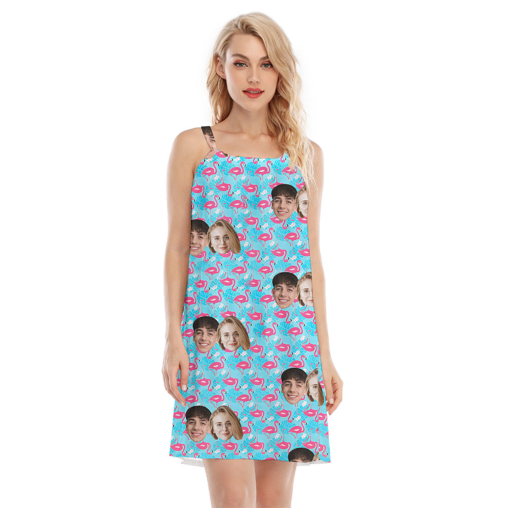 Funny Flamingo 2 Faces Cami Dress For Ladies - variant image 1