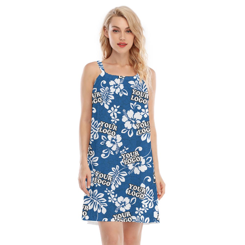 Blue Women's Hawaiian Dress With Team Logo - variant image 1