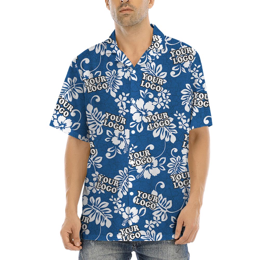 Blue Custom Logo Hawaiian Shirt No Minimum For Company - variant image 1
