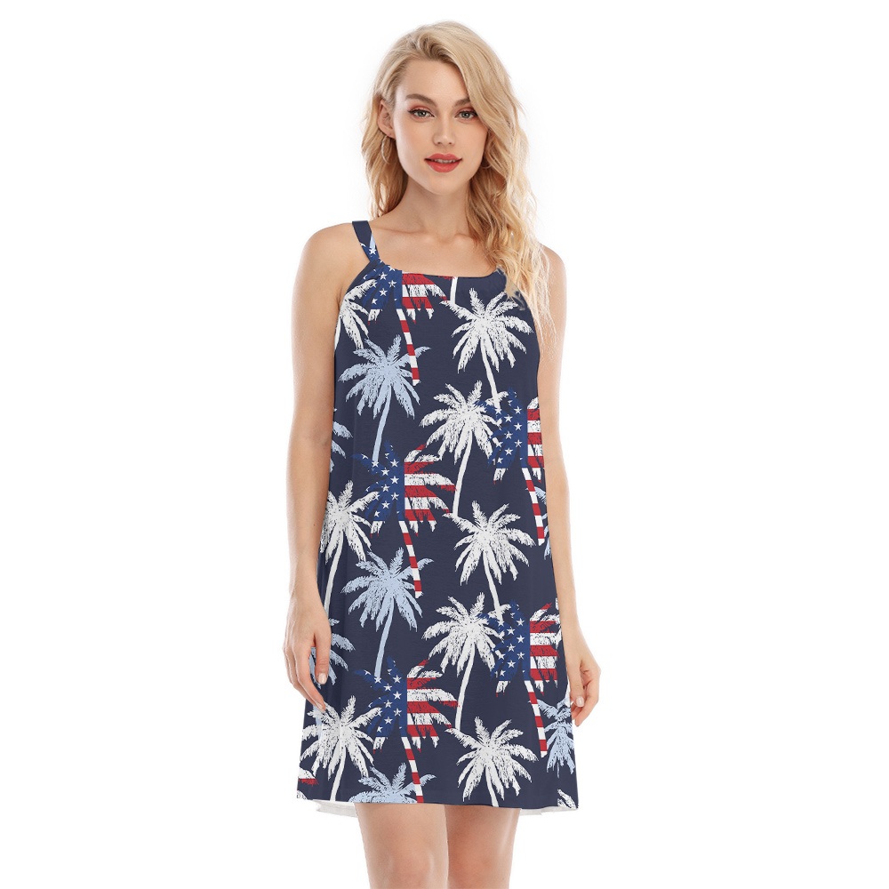 4th Of July Palm Trees Tropical Navy Cami Dress - variant image 1