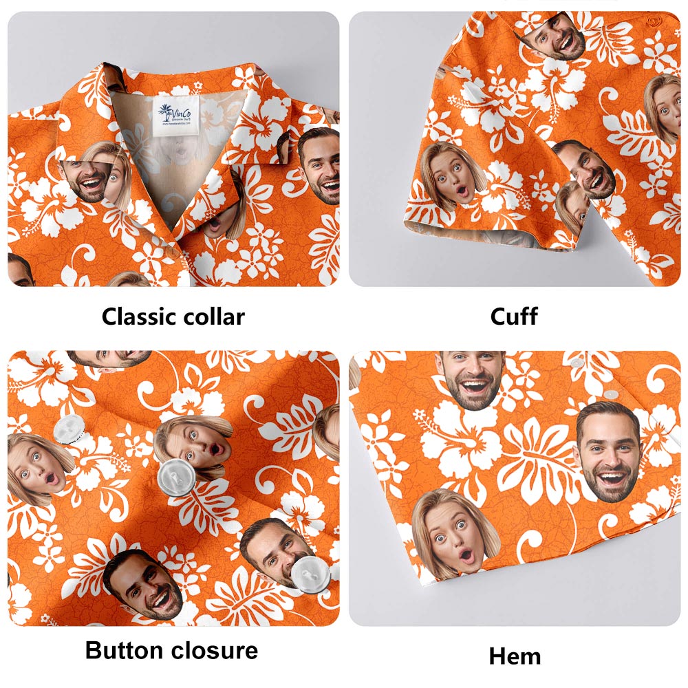 Bulk Order Company Logo Orange Tropical Shirts For Men