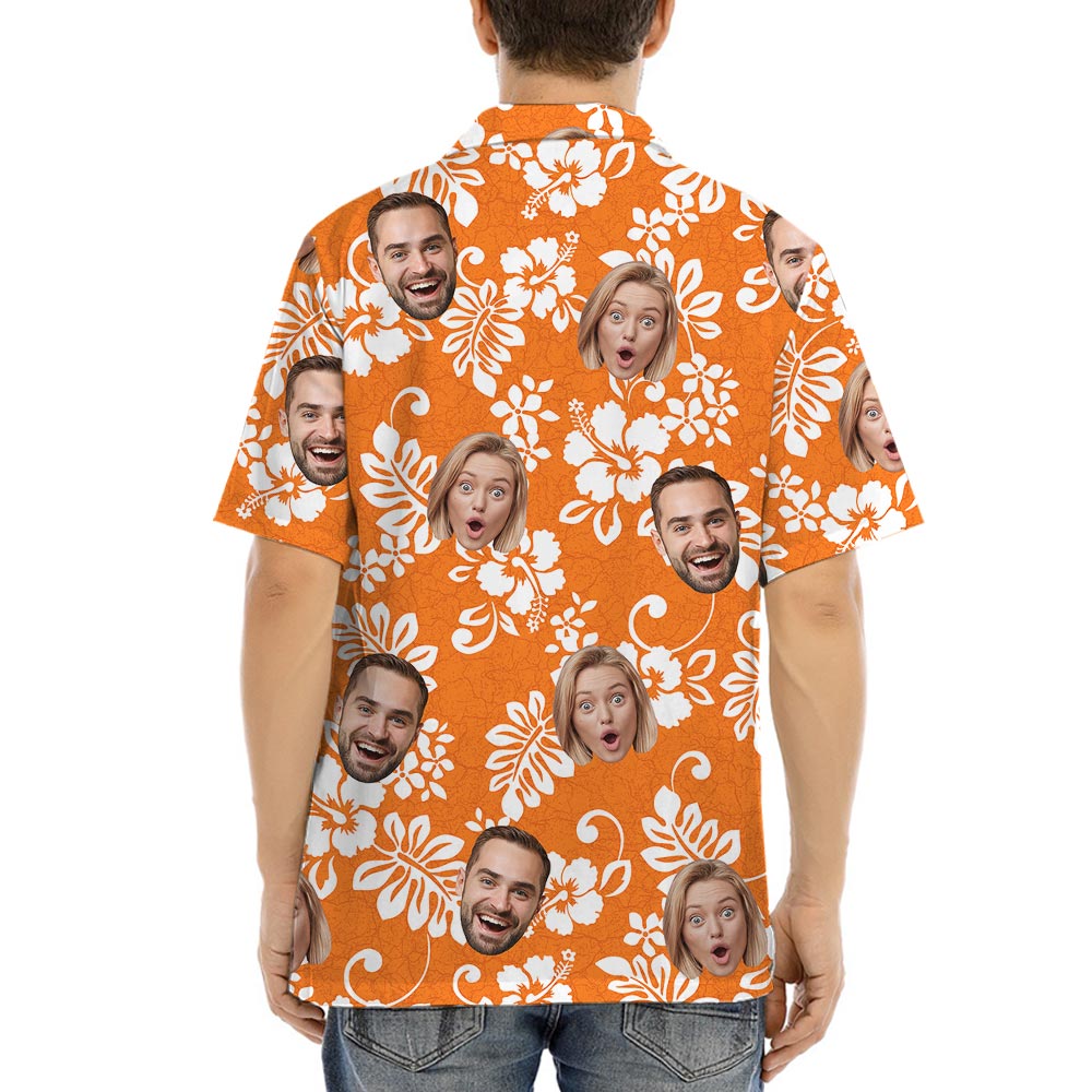 Bulk Order Company Logo Orange Tropical Shirts For Men