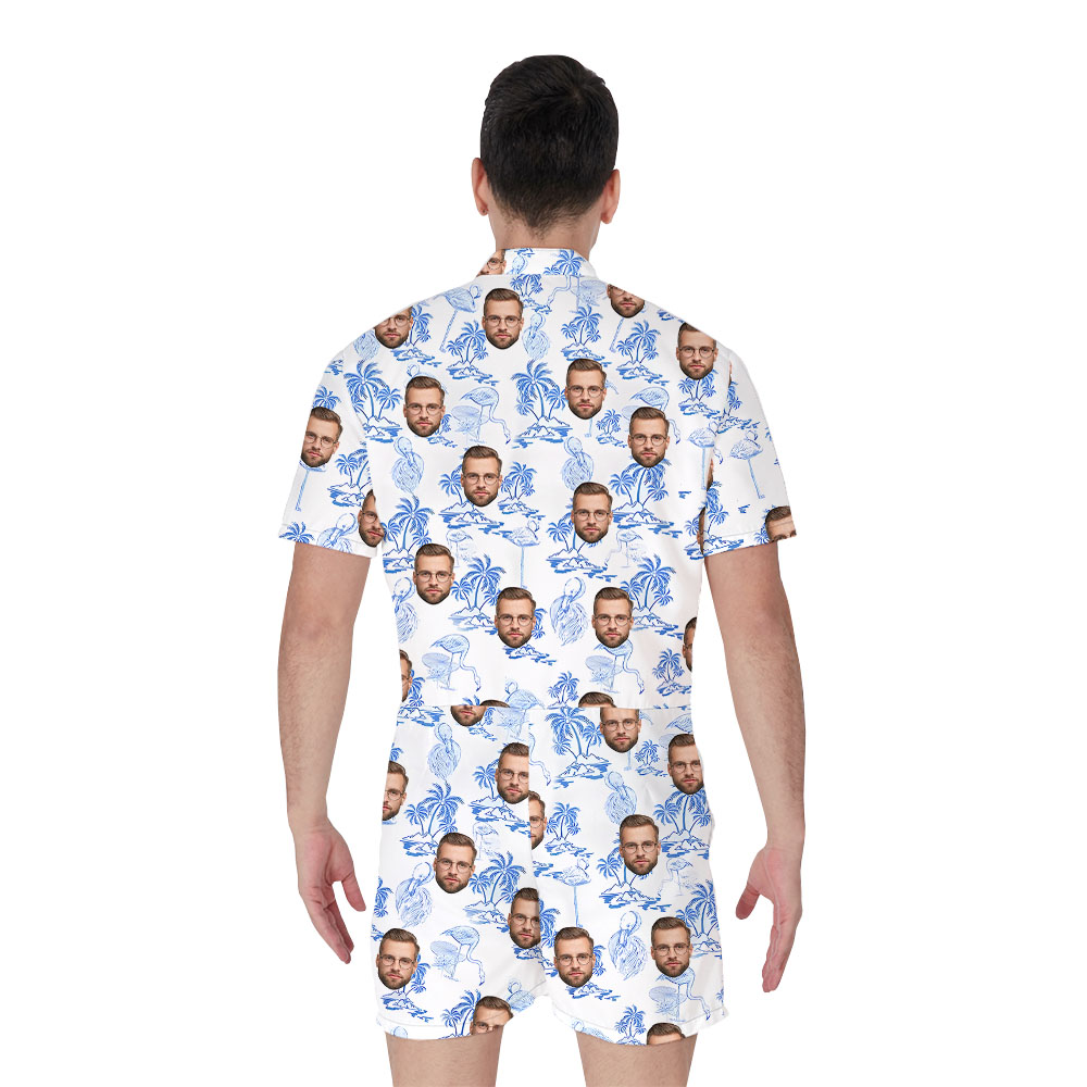 Hilarious Flamingo Male Romper With 4 Different Faces