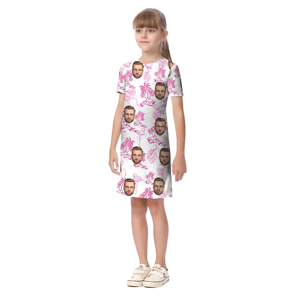 Matching Flamingo And Beach Family Hawaiian Shirt With Faces