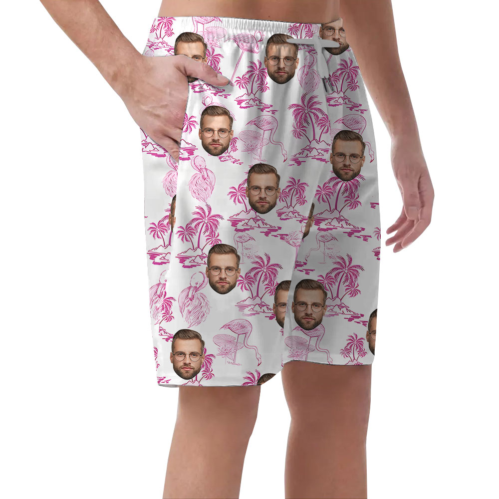 Flamingo And Beach Men's Shorts With Up To 4 Faces