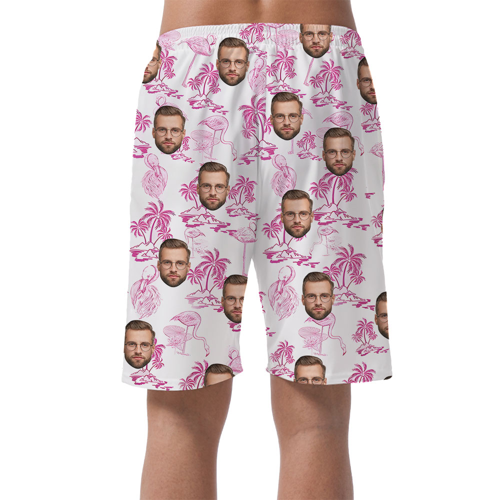 Flamingo And Beach Men's Shorts With Up To 4 Faces