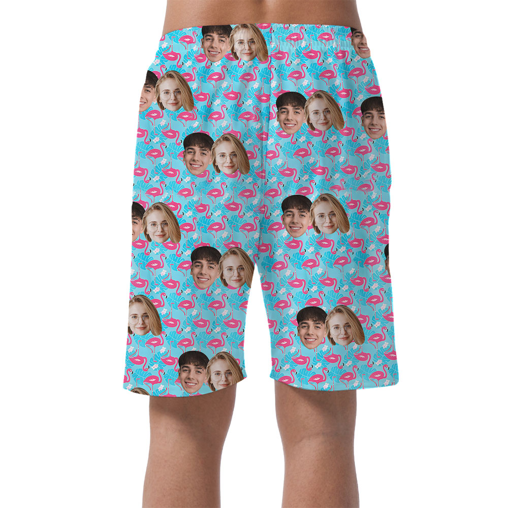 Custom Face Men's Swim Trunks Printed Flamingo