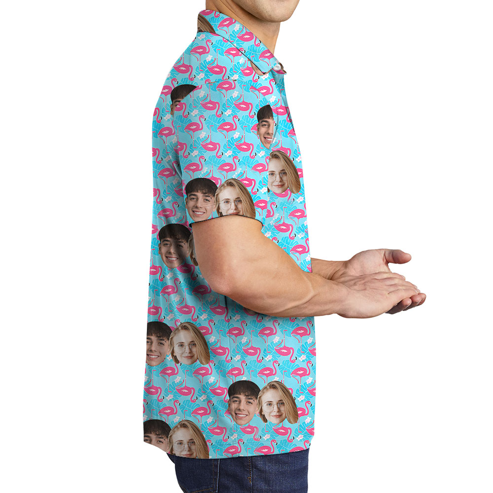 Custom Picture Flamingo Men's Collared Shirt