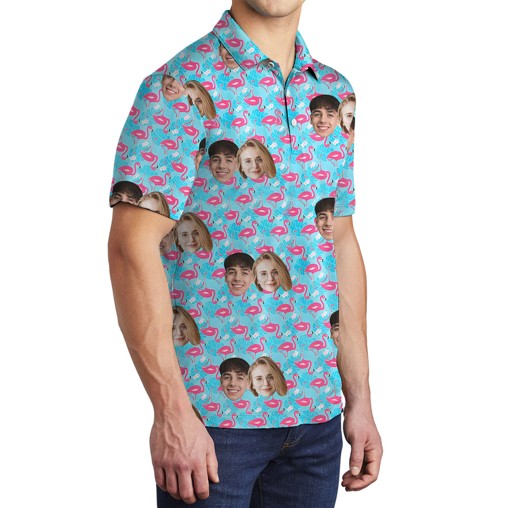Custom Picture Flamingo Men's Collared Shirt