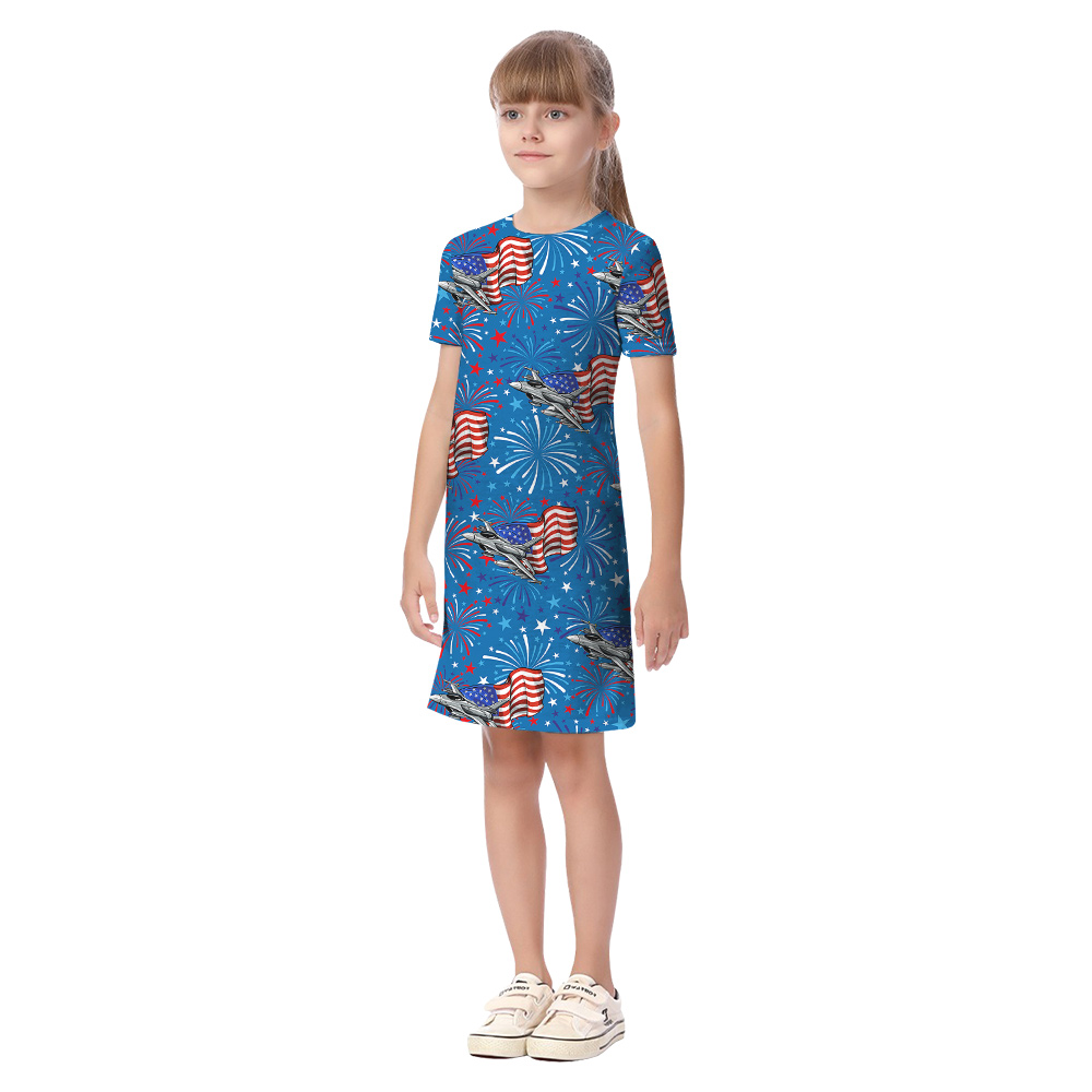 American Flag Aircraft Blue Matching Family Hawaiian Outfits