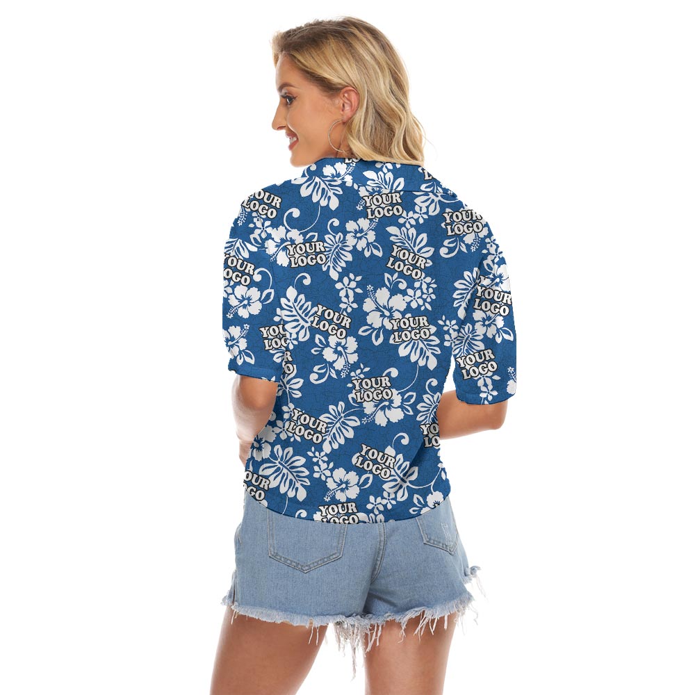 Custom Logo Blue Women's Hawaiian Crop Top