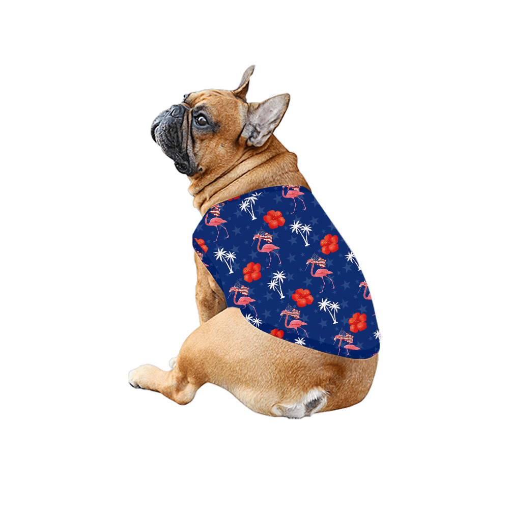 Patriotic Flamingo Floral Navy Matching Hawaiian Outfits For Family