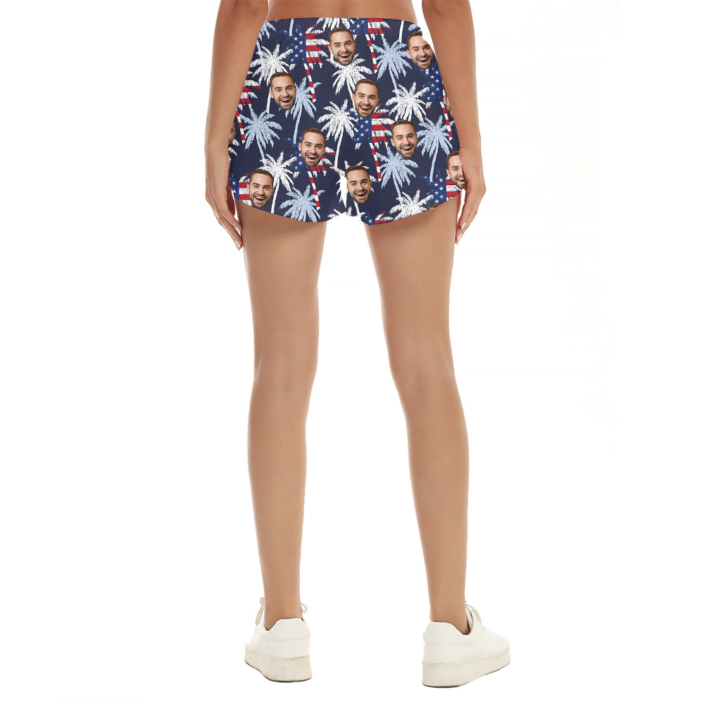 Custom Face Women's Beach Shorts Theme 4th Of July