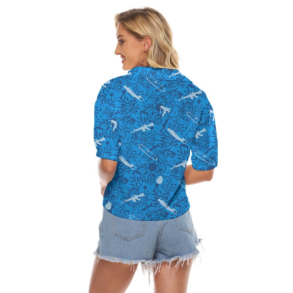 Tropical Tactical Hawaiian Shirt Crop Top For Women