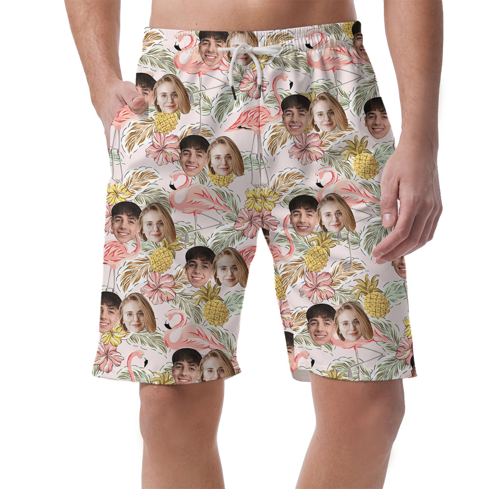 Custom Photo Vintage Men's Hawaiian Shorts Up To 4 Faces - variant image 1