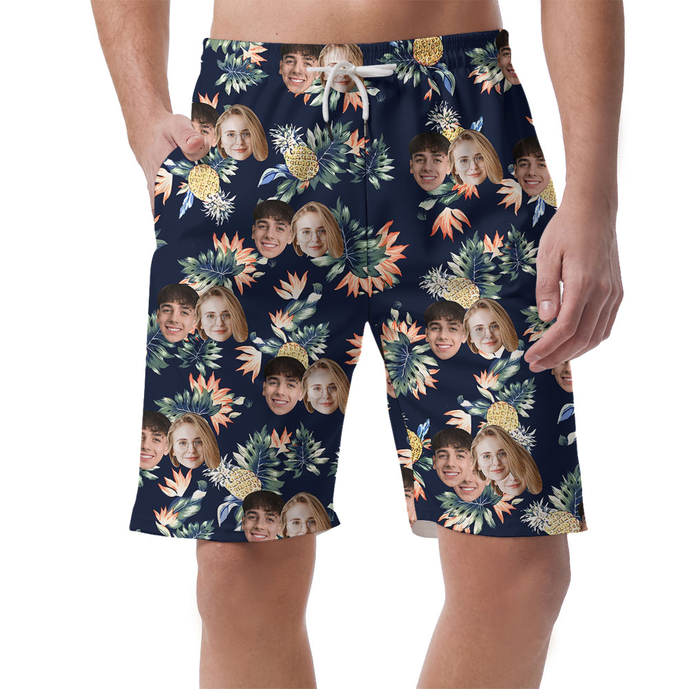 Multiple Faces On Pineapple Men's Beach Shorts - variant image 1