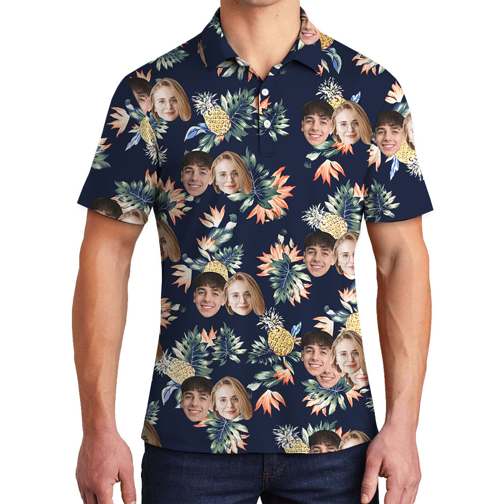 Up To 4 Faces On Pineapple Men's Polo Shirt - variant image 1