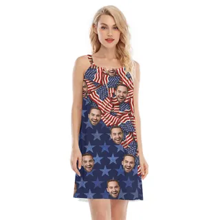 Custom Face 4th Of July American Flag Aloha Dress