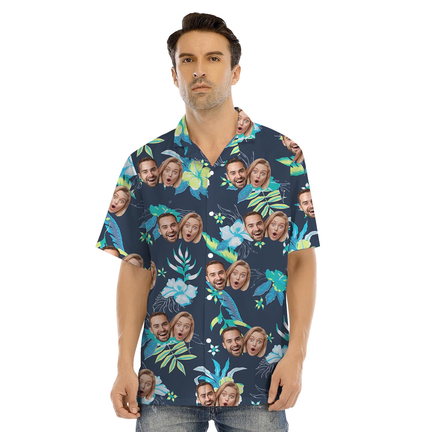 Matching Family Hawaiian Shirt And Dress With Parents Face