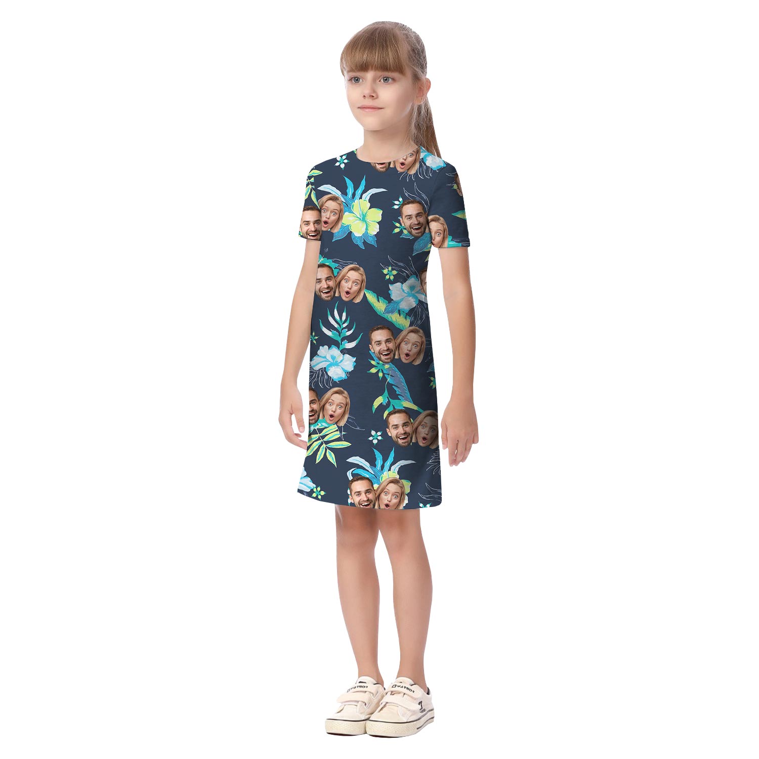 Matching Family Hawaiian Shirt And Dress With Parents Face