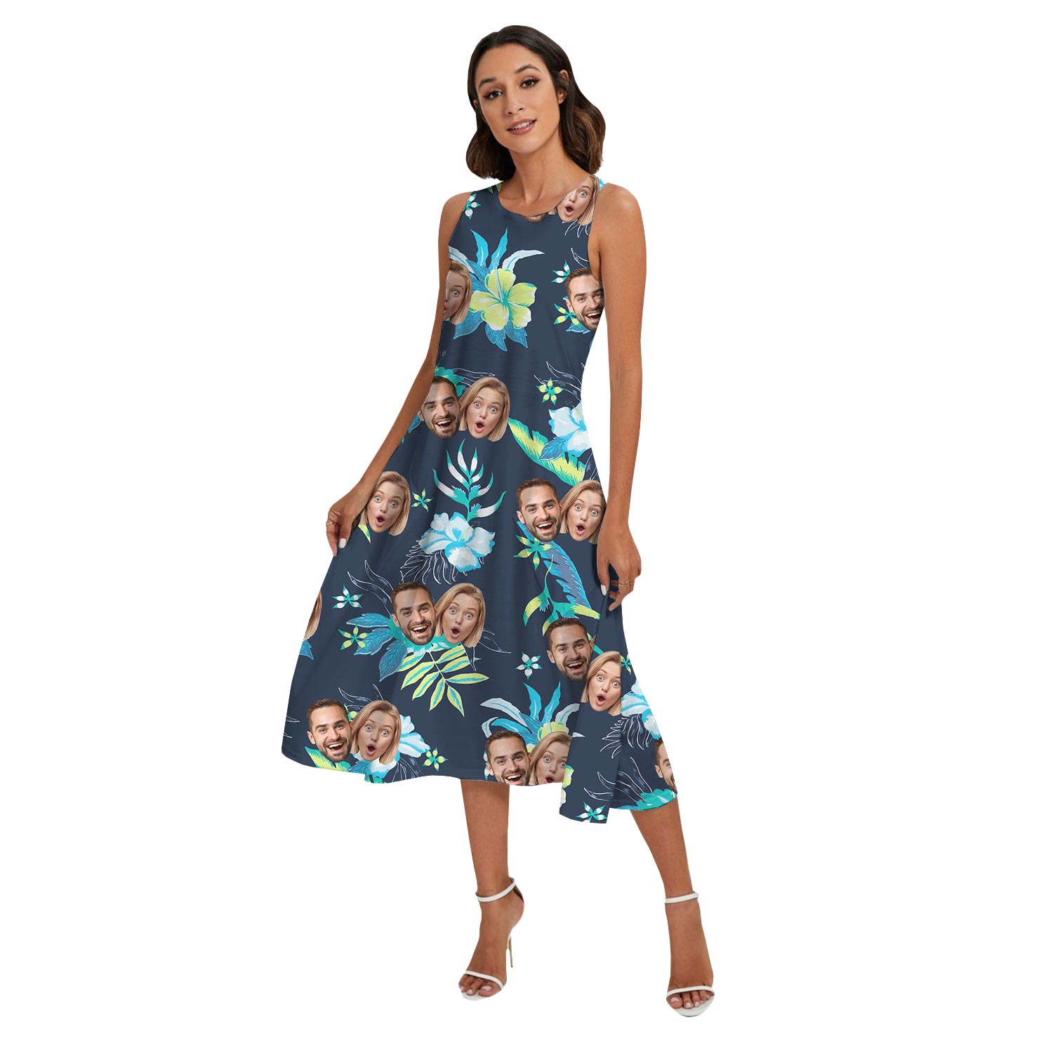 Matching Family Hawaiian Shirt And Dress With Parents Face