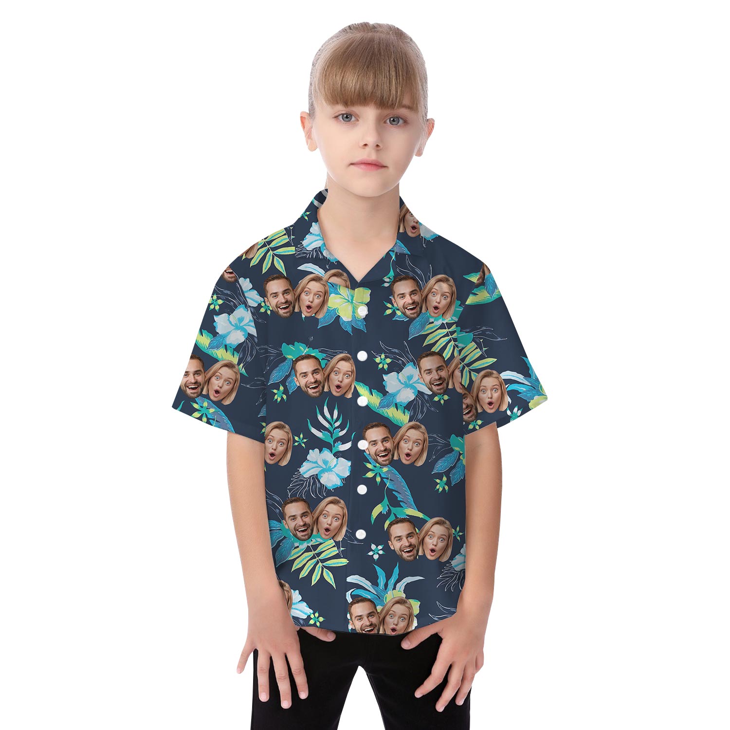 Matching Family Hawaiian Shirt And Dress With Parents Face