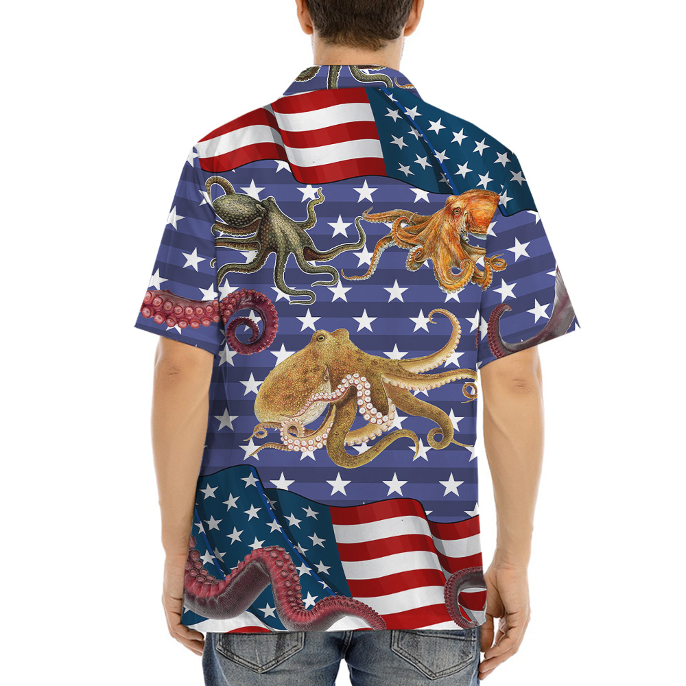 Octopus American Flag 4th Of July Hawaiian Shirt